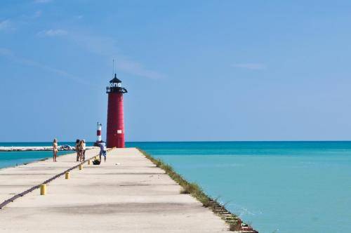 A Bikini Shoot by the Kenosha North Pier Light