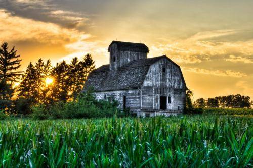 Abandoned Barn Sunset HDR