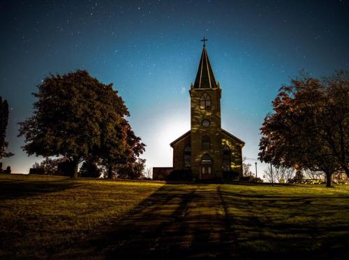 Autumn Church Night Glow