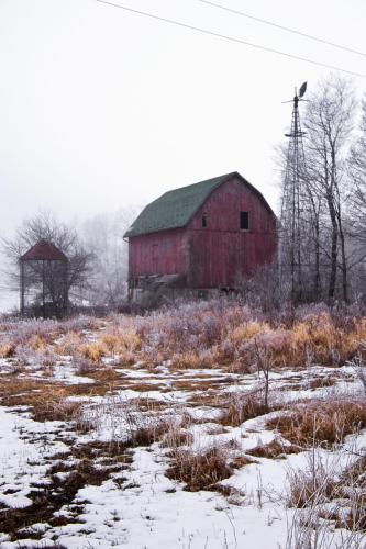 Foggy Old Winter Barn