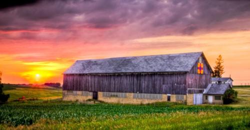 Glowing Sunset Barn HDR