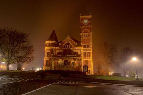 Green County Courthouse In The Night Fog