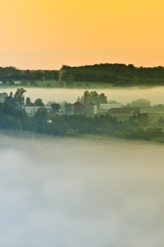 Sunrise Farm in the Fog