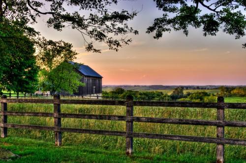 Wood Fence Barn View