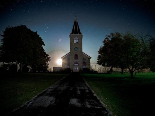 Yellowstone Church at Moonrise